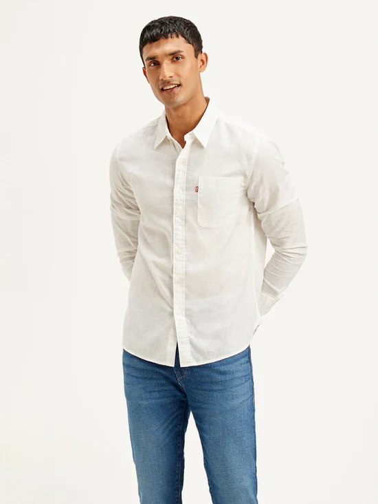 Men's Solid Slim Fit Linen Shirt - Image 2